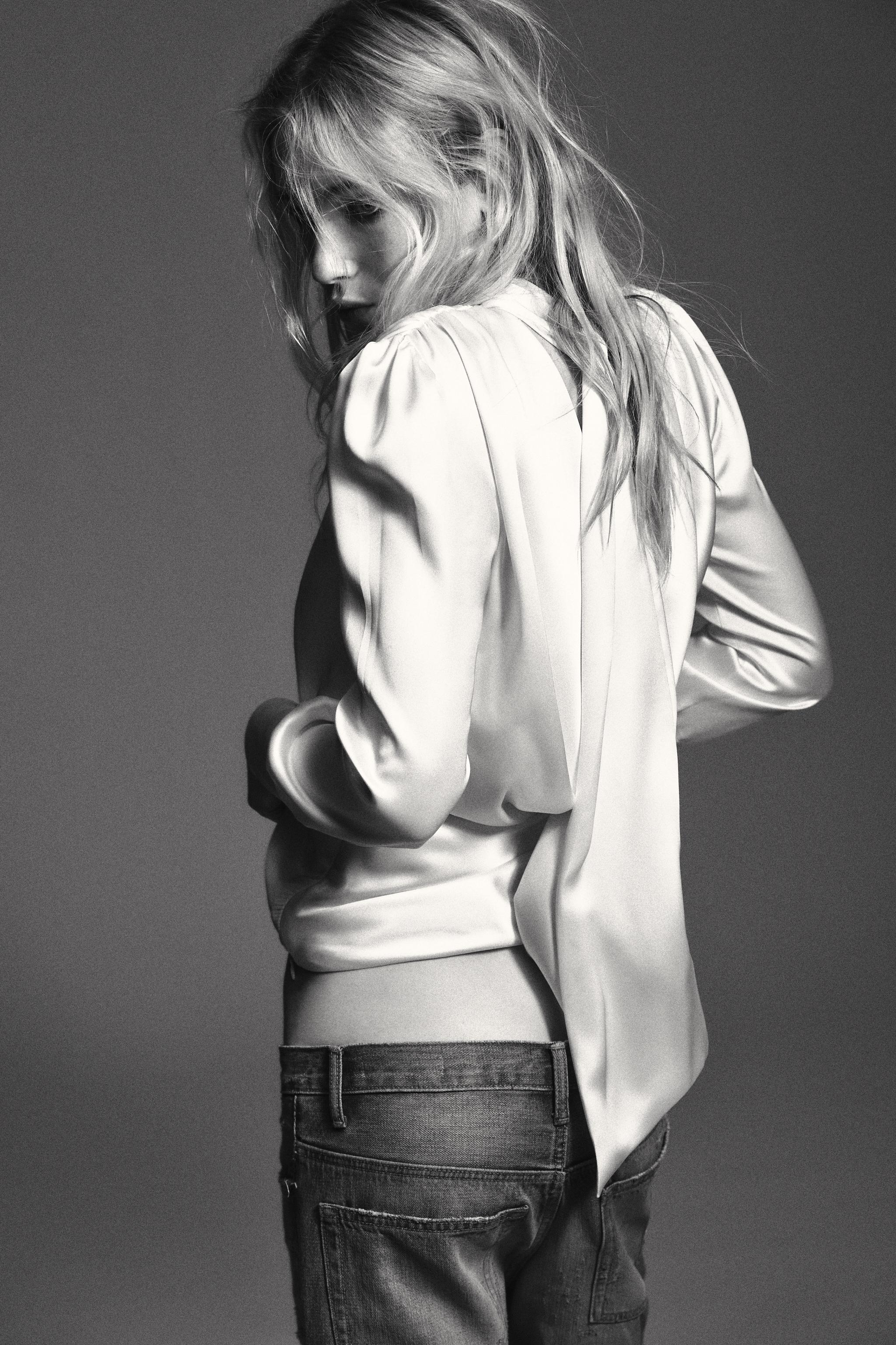 SATIN EFFECT SHIRT WITH TIED BACK